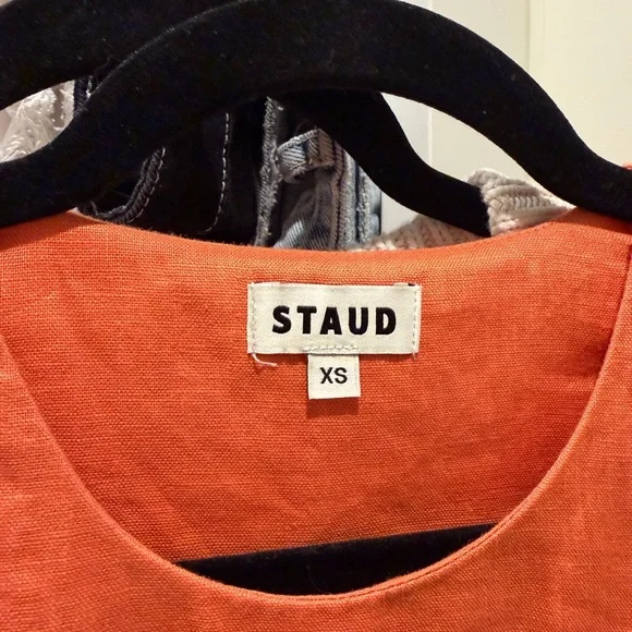 STAUD Mika Floral Eyelet-Trimmed Linen Shift Minidress - Picture 4 of 5